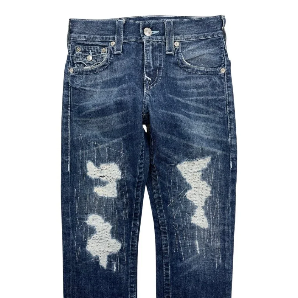 True Religion Distressed Jeans Vintage Slim Straight Women's 28 Fits 32x33 - Picture 3 of 16